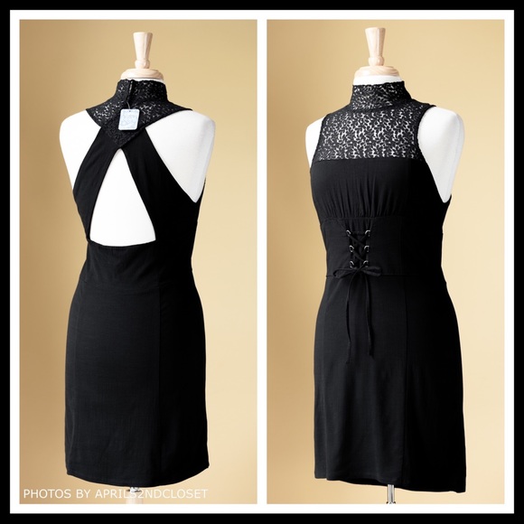 FREE PEOPLE BLACK BODYCON BOHO MINI DRESS A2C - Picture 3 of 8